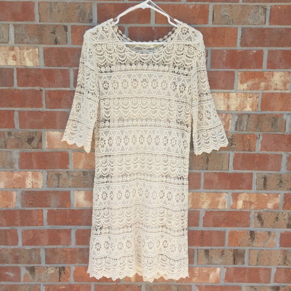 Solitaire Dresses & Skirts - Solitaire Women's Dress Size Medium White/Cream Lace Cotton Date Night